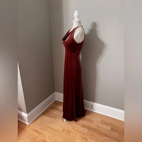 Jenny Yoo English Dusty Rose Sullivan Dress Size 0 Stretch Velvet - Picture 9 of 16